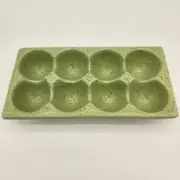 New Speckled Green Ceramic Egg Crate Display Plate For 8 Colored Easter Eggs