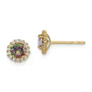 14k 14kt Yellow Gold Madi K Mystic & Clear CZ Post Earrings