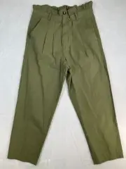 7 For All Mankind Pants Women's Large High Waist Paperbag Green Pleated NWT