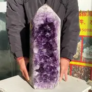 35.12LB Natural Amethyst Geode Quartz Cluster Crystal Tower Mineral Specimen
