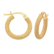 Fancy Mesh 10mm Hoop Earrings in 9kt Yellow Gold