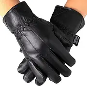[alpine swiss] Mens Touch Screen Gloves Leather Thermal Lined Phone Texting Gloves