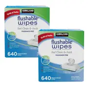 Kirkland Moist Flushable Wipes Bulk Pack 1280 Wipes 10 Re-sealable packs