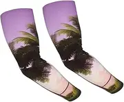 [FHEDVBN] Tropical Tree Arm Sleeves Compression Arm Covers for Men Women Outdoor Sun Sleeves Cooling Sports Sleeve, Black