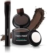 THICK FIBER Root Touch Up Powder, Root Cover Up Hairline Powder for Thin Hair - Water & Sweat Resistant Hair Loss Concealer Set with Hair Powder for Thinning Hair Women, Includes Brush (Medium Brown)