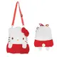 小禮堂 Hello Kitty 造型絨布斜背包 (紅白款) 4990270-134672