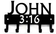 John 3:16 Scripture Religious Key Rack Hanger Holder Christian Faith 6" wide