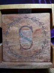 Wood Coasters In Holder Initial "S"