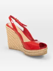 Red Patent Espadrille Wedges