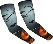 [FHEDVBN] halloween with pumpkins Arm Sleeves Compression Arm Covers for Men Women Outdoor Sun Sleeves Cooling Sports Sleeve, Black