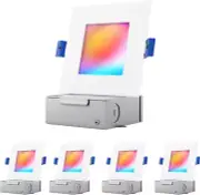 4" LED Smart Slim Recessed Pot Light, Square, Wifi APP & Voice Control, 120VAC,