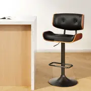 1X Artiss Bar Stools Gas Lift Leather All Black