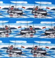 TEA TOWEL SCOTLAND CLYDE WAVERLEY PADDLE STEAMER BOAT Nautical Organic Cotton