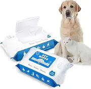 Pet Wipes for Dogs & Cats - 200 Count Cleaning and Deodorizing Wet Wipes for Smelly Ears, Paws, Body and Bum - Hypoallergenic Cat and Puppy Wipes (Fragrance Free)