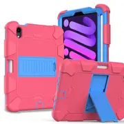 Lightweight iPad Mini 6 Case And Full-Body Shockproof Silicone Case With Pencil Holder-Hot Pink Blue