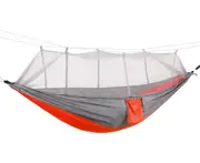 1or 2 Person Outdoor Mosquito Net Parachute Hammock Camping Hanging Sleeping Bed Swing Portable Double Chair Hamac Army Green - Orange gray