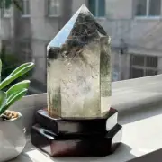 1.02kg Natural Phantom Ghost Quartz Obelisk Quartz Cystal Point Wand Tower + Sta
