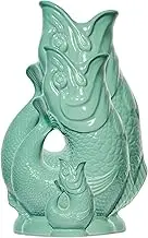 The Original Gluggle Jug - Sea Green Glug Jug in XL, 28cm 1.4L - Gug Glug Fish Shaped Jug - Decorative Glugging Water, Cocktail, Wine & Gin Pitcher, Decanter or Vase - Hand Made in Britain
