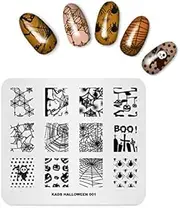 Alexnailart Nail Stamping Plate Halloween Theme Image Design Templates Spider Spider Web Grimace Pumpkin Pattern Manicure Print DIY Nail Art Tools