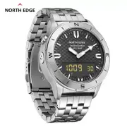 NORTH EDGE Men's Digital Sport Watch For Men Steel Band Waterproof 50M Altimeter