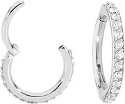 [365 Sleepers] Surgical Steel 16G 7mm - 14mm Gem Hinged Segment Ring Helix Tragus Septum Nose Hoop Huggie Earring Body Piercing Jewellery