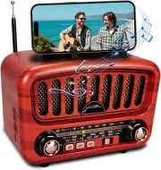 Vintage Retro Radio Bluetooth Speaker, AM/FM/SW Small Radio 5W Large Speaker and