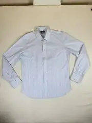 SABA BNWT Mens Long Sleeve Dress Shirt Size XL Light Blue White Satin RRP $175