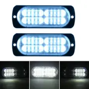 2x 20 LED White Light Emergency Warning Strobe Flashing Bar Hazard Grille 12-24V