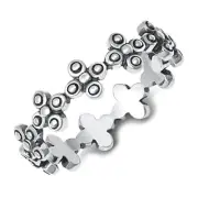 Bali Style Cross Eternity Band Oxidized 925 Sterling Silver Ring Sizes 4-10