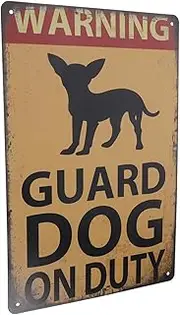 Outanaya Beware of Dog Vintage Metal Sign Guard Dog Warning Sign for Outdoor Garden Protection with Predrilled for Easy Hanging Retro Aesthetic Decor
