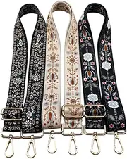 [Gogogmee] 3Pcs Adjustable Bag Strap Replacement for Crossbody Handbags Lengthened Wide Strap White Snowflake Black Snowflake and Stars Patterns Easy Installation Durable