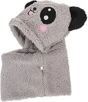 [WATIIFUFU] Hat Scarf Hat Scarf Scarf Girl Scarf with Hood Winter Neck Warmer Hood Scarf Snow Hat Scarf and Hat Hooded Scarf Animal Ear Hood Grey Polyester