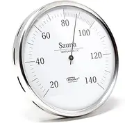 Fischer 197.01 Sauna Thermometer 130 mm Sauna Bimetal Thermometer Stainless Steel Made in Germany