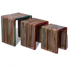 Nesting Table Set 3 Pieces Colourful Reclaimed Teak vidaXL