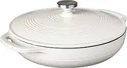 Lodge 3.6 Quart Enameled Cast Iron Oval Casserole with Lid– Dual Handles – Oven Safe up to 500° F or on Stovetop - Use to Marinate, Cook, Bake, Refrigerate and Serve – Oyster White