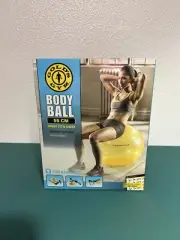 Gold's Gym Body Ball Exercise Work Out Ball 55cm w/ Pump and Exercise Chart