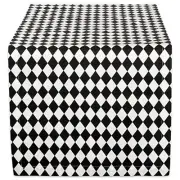 Halloween Tabletop, Harlequin Collection, Table Runner, 14x72, Black and Cream