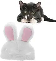 ORFOFE Costume Hat for Cat Bunny Ears Furry Soft Comfortable Great for Easter Halloween Pet Party
