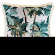 NNEDSZ Cushion Cover-Coastal Fringe Natural-Palm Trees White-60cm x 60cm