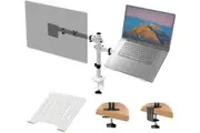 Dual Monitor Stand Laptop Tray Arm Desk Mount VESA Mount 8Kg Screens White
