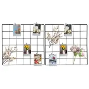 2Pcs Wire Wall Grid Panel, 12" x 12" Metal Photo Display Grid with Hook, Black