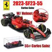 Bburago 1:43 2023 F1 Ferrari SF23 55# Carlos Sainz Diecast Model Car W/ Helmet