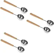 Cabilock 3sets Modern Stainless Steel Measuring Spoon 25ml Tea Spoon Scoop for Sugar Salt Comfortable Wooden Handle for Baking 2pcs*3
