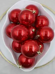 Red Christmas Baubles 70mm Pearl 48 Pack