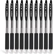 10 PCs Fine Point Retractable Writing Rollerball Pens, Black Gel Ink, 0.5mm Ballpoint Back To School Office Student Art Drawing Sketching Pens Pack of 10