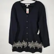 Vintage Jones New York 100% Lambswool Knit NWT Womens Medium Cardigan Sweater