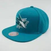 MENS MITCHELL & NESS NHL BACK TO BASICS SNAPBACK SHARKS - TEAL