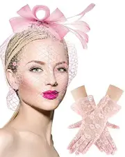 Bowknot Fascinator Hat Tea Party Hat Feathers Veil Mesh Headband and Short