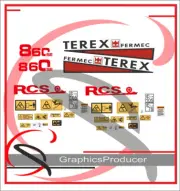 Terex Digger Fermec 860 Digger stickers / decals Warning Symbols Full Set