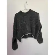 Urban outfitters Grey Knit Sweater with silver thread cuffs and border Size Smal